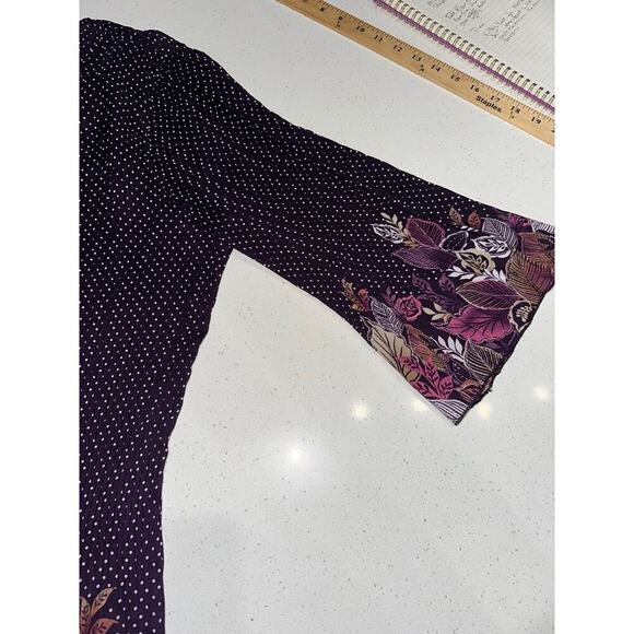 Vintage PIANO Women’s Blouse Front tie closure Bell sleeves Purple 2X Whimsygoth - Picture 9 of 11